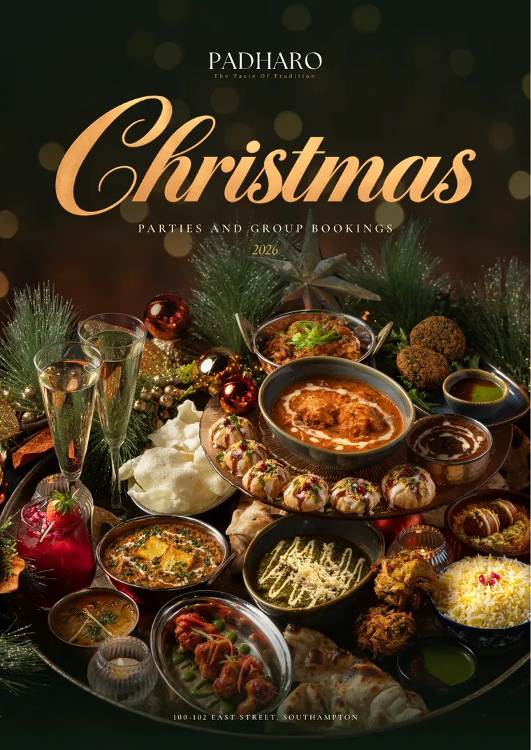 Cover of the Padharo Christmas parties and group bookings pack
