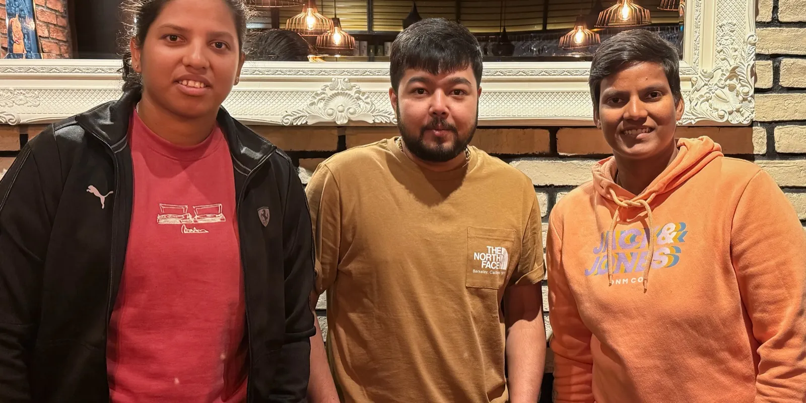 Members of the India women’s cricket squad dining at Padharo Indian restaurant in Southampton before their match, July 2025