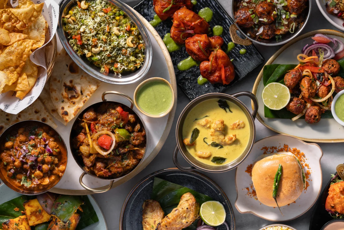 A spread of dishes from the Padharo menu — available for delivery across Southampton via Deliveroo and Uber Eats