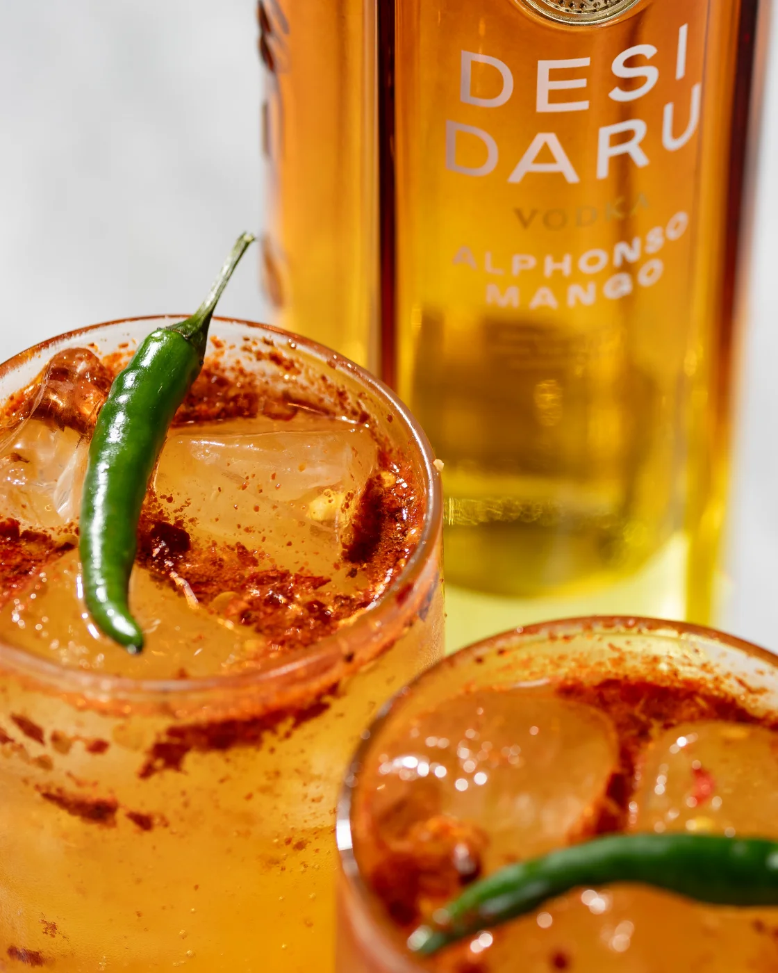 Desi Daru Alphonso mango vodka cocktails at Padharo - two cocktails for fifteen pounds