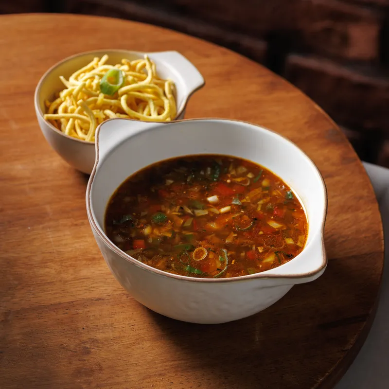 Vegetable Manchow Soup - vegetarian Indian dish at Padharo Southampton