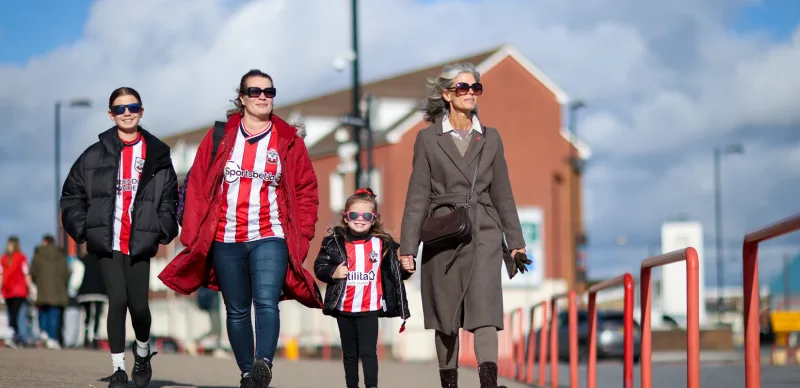 Southampton FC fans walking to St Mary's Stadium on match day